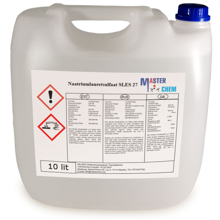 Natriumlauretisulfaatti (SLES) 27 (CAS 68891-38-3) 10l MaterChem